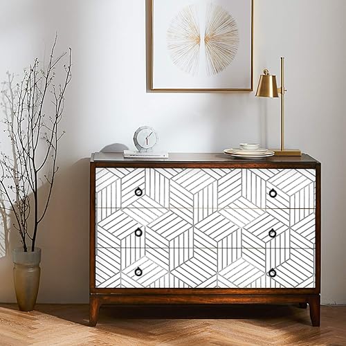 Miniatura 2 de WENMER Papel tapiz hexagonal geométrico, papel de contacto de 17.71 x 78.7 pulgadas, papel tapiz hexagonal geométrico plateado para despegar y