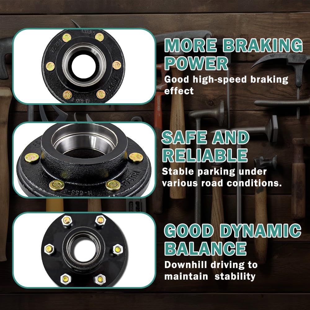 Trailer Hub Kits 6 Bolt 5.5 for 6000 lbs Heavy Duty Trailer Axle 25580/15123 Bearings with 1/2"-20 Thread #42 Spindle 6 Lug Trailer Hub