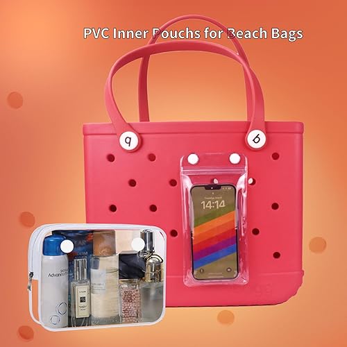 Miniatura 4 de Addoklm 3 paquetes de bolsas interiores con cremallera de PVC transparente Kit para bolsa de goma de playa de Bogg Bag