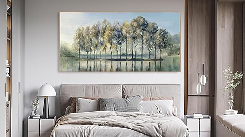 Miniatura 2 de Shoci Arte de pared de árbol grande  Flotador natural enmarcado puesta de sol, paisaje, lienzo de árboles en la isla para sala de estar, pintura