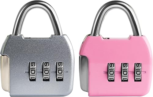 Miniatura 9 de Candado de combinación pequeña, cerraduras de combinación de 3 dígitos, cerradura de equipaje de viaje con código, mini cerradura combinada para