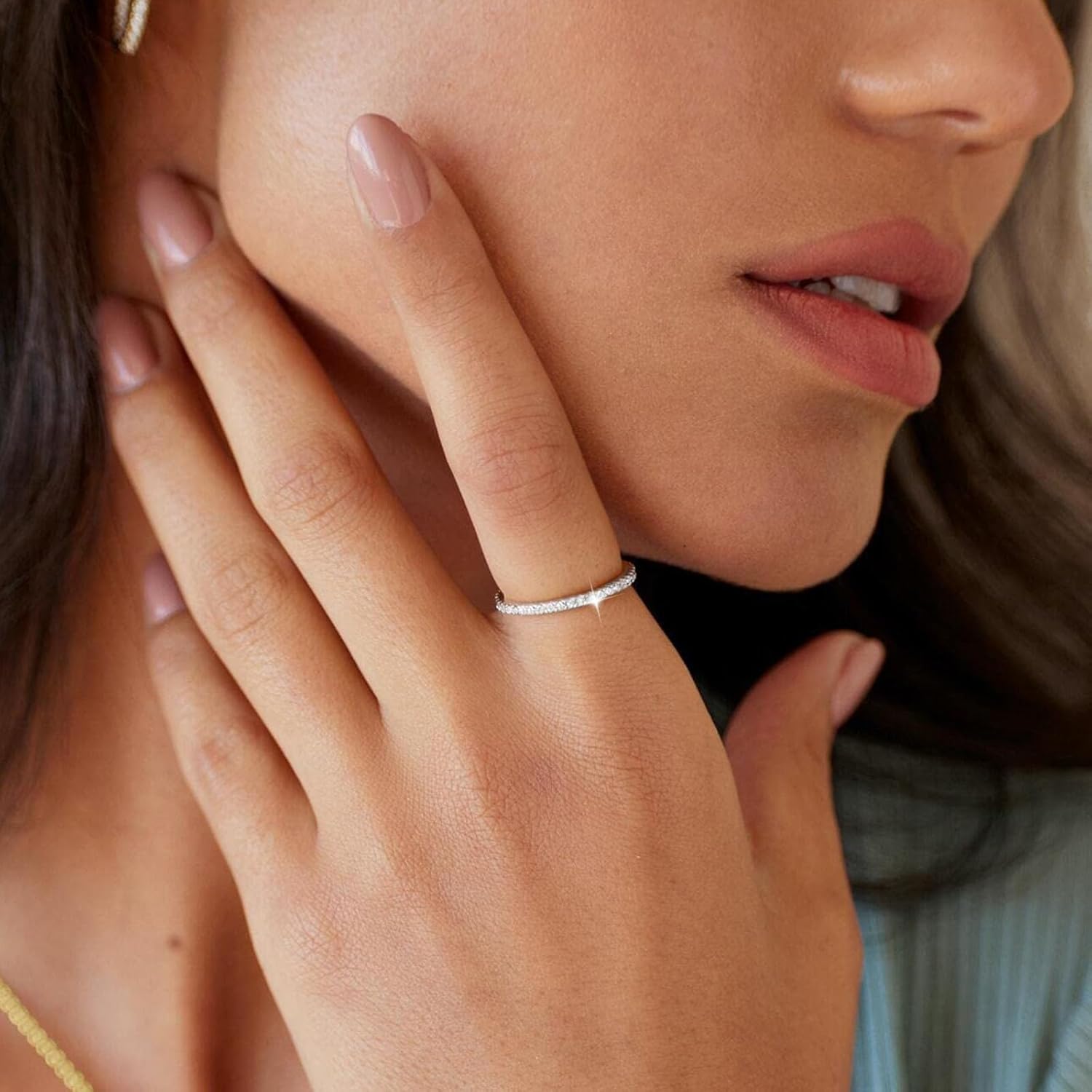 Eternity Band Ring for Women S925 Sterling Silver CZ Row Eternity Ring for Her Dainty Minimalist Cubic Zirconia Stackable Engagement Ring Wedding Promise Band Rings Birthday Jewelry Size 6-9 - Image 6