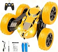 Vista 8 de Coche de control remoto, juguetes de autos RC para niños de 6 a 12 años, camión de acrobacias RC de 2.4 GHz con giros de doble cara de 360°, Azul