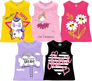 MINI MYN Pack of 5 Baby Girl Sleeveless Regulat T-Shirt Price In India
