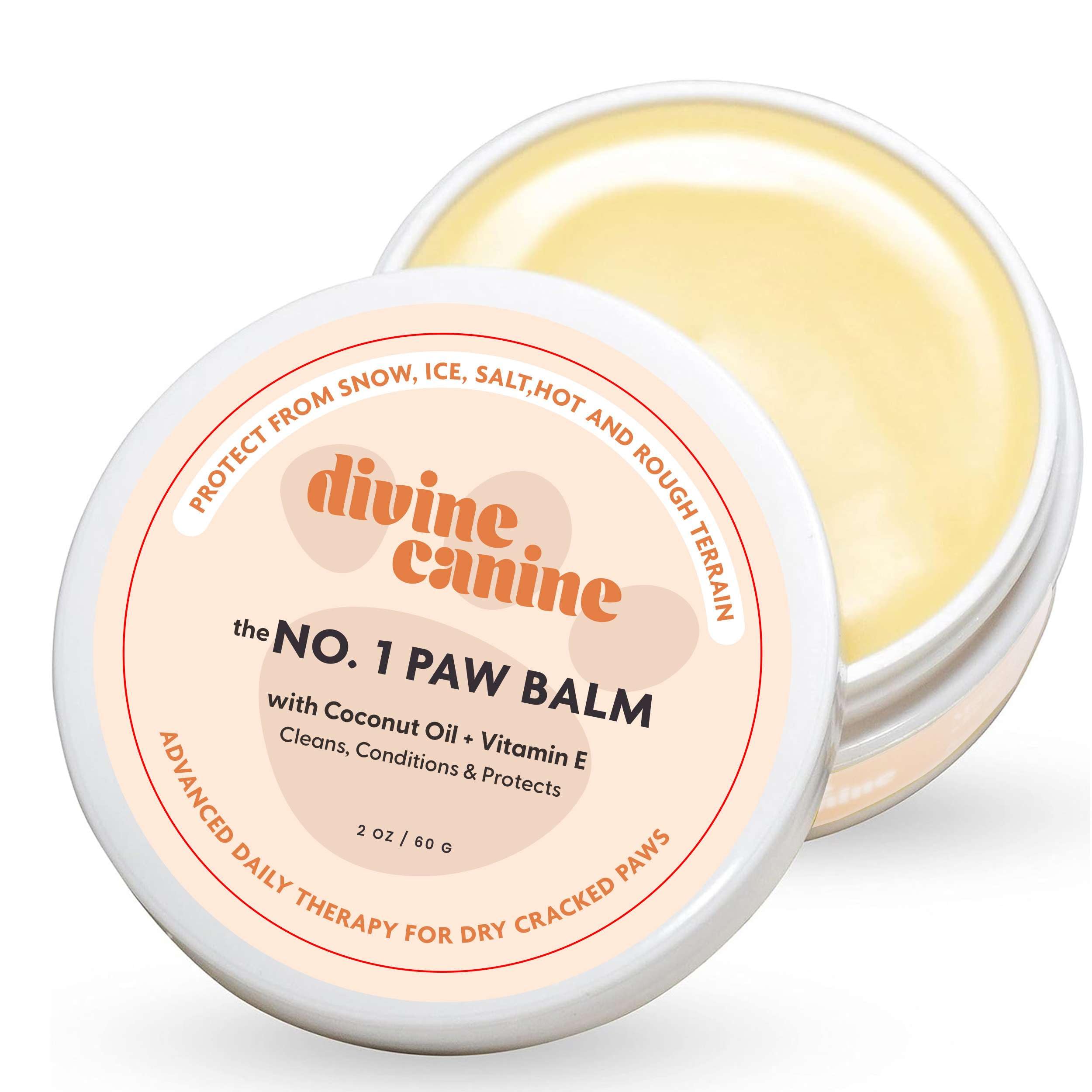 Dog Paw Balm - 2 oz of Paw Wax - Lick-Safe Soother for Dry and Cracked Paws with Coconut Oil, Jojoba Oil, and Vitamin E - Protects Against Snow, Ice, Hot Pavement - Made in The USA