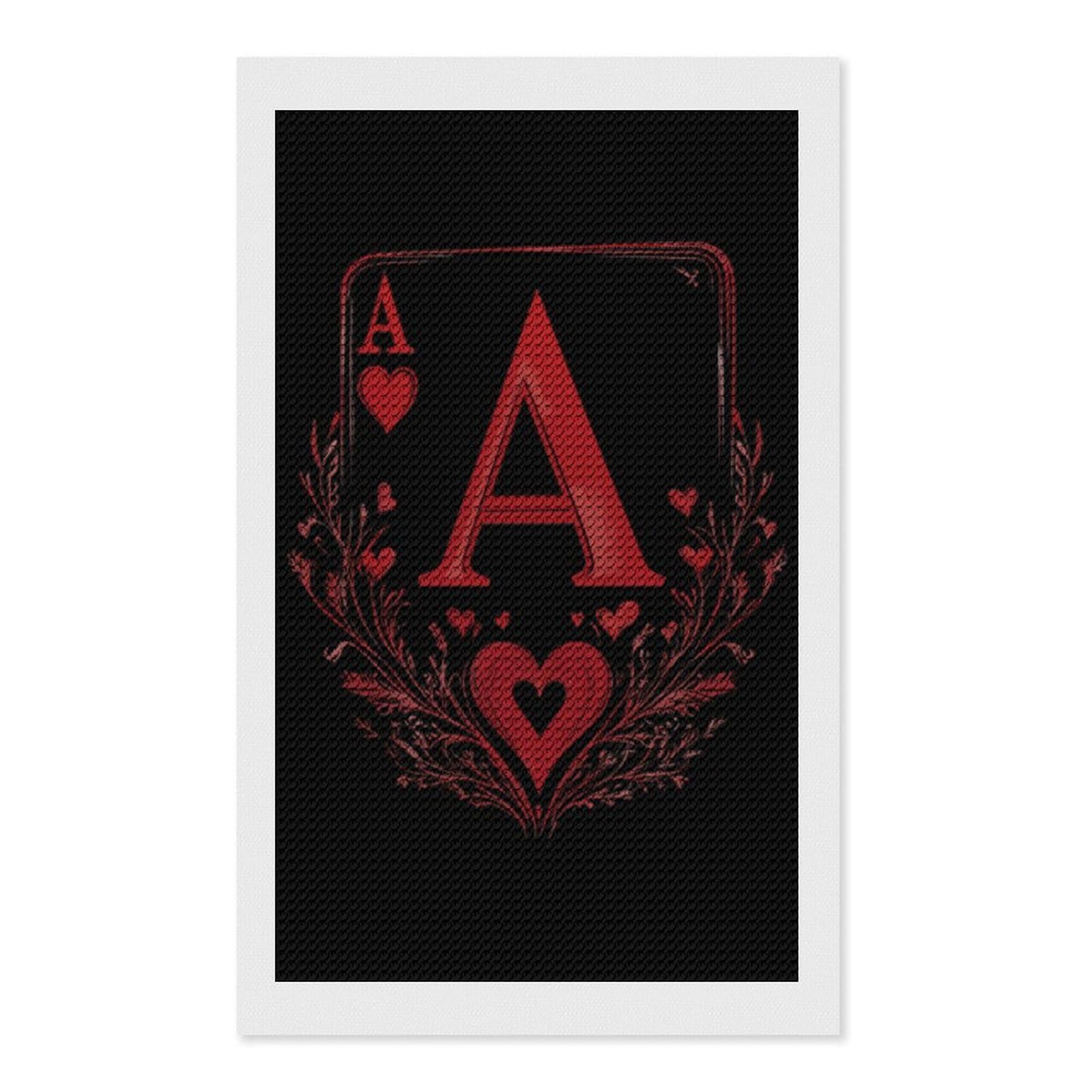 Nclqvjxzkhw Style A Red Heart Poker Diamond Art Painting For Adult Round Diamonds Pictures Arts Crafts Home Wall Decor 12"X20"