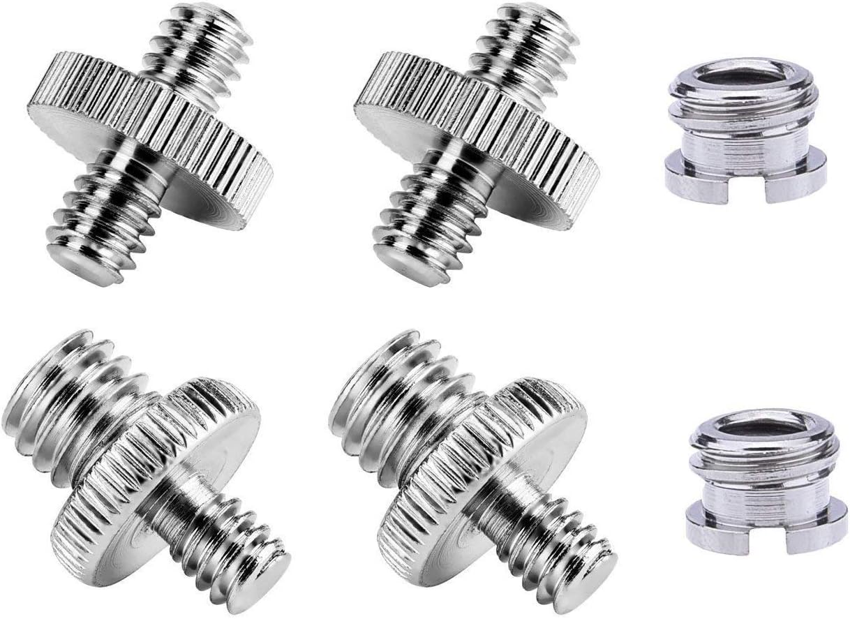 Camera Screw Bolts Replacement Pack 1/4 Male to 1/4 Male Double Stud+ 3/8 Male to 1/4 Male Screw+ 1/4" to 3/8" Convert Screw Adapter (6pcs)