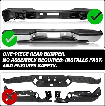 BRYGHT Rear Bumper for 1999-2007 Silverado GMC Sierra 1500 2500 | with Step Pads Back Bumper GM1103122 Chrome Finish