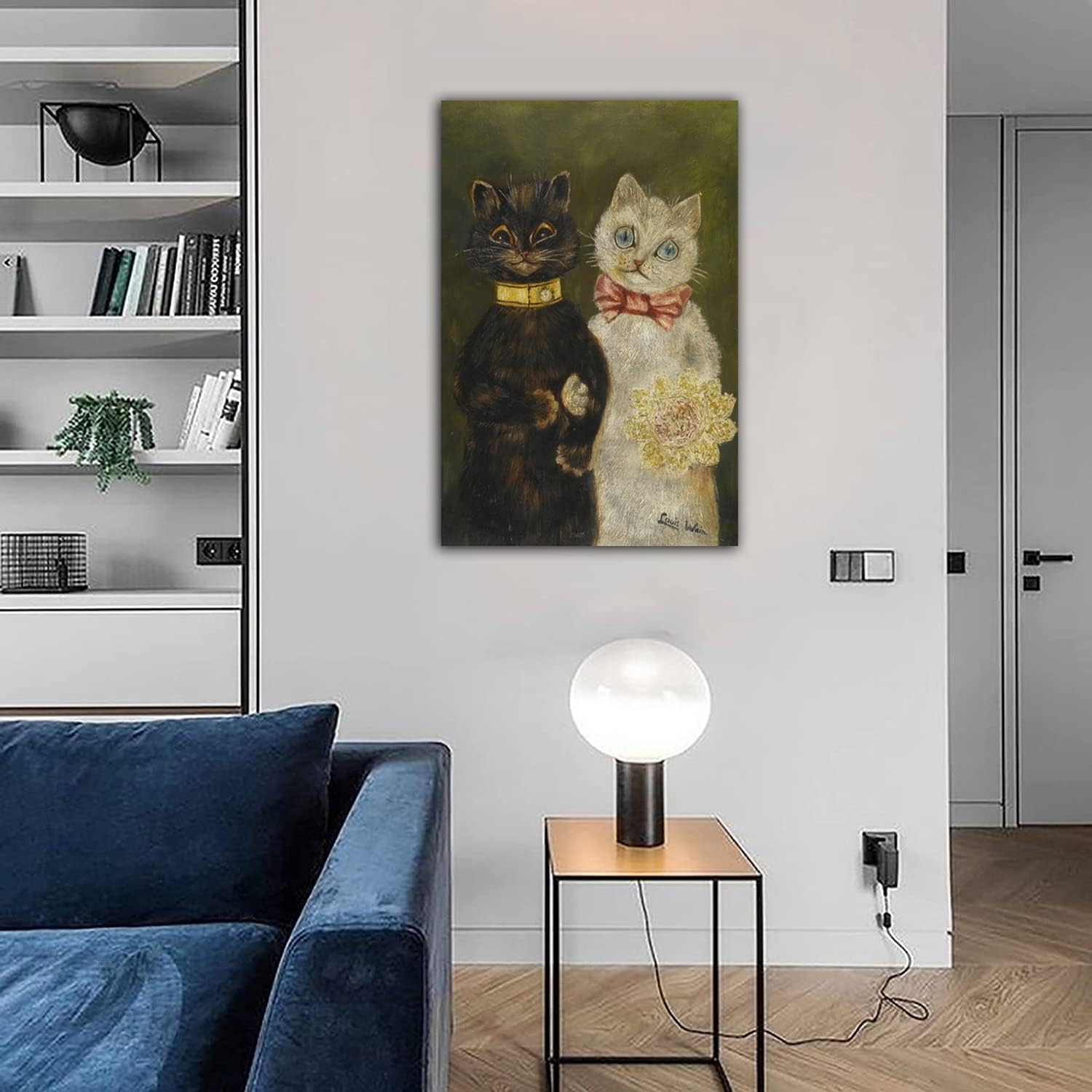 Cat Bride and Groom Oil Painting Poster Louis Wain Animal Wedding Romantic Wall Art Picture Print Canvas Painting Modern Home Decor Poster (16x24inch(40x60cm),No Framed)