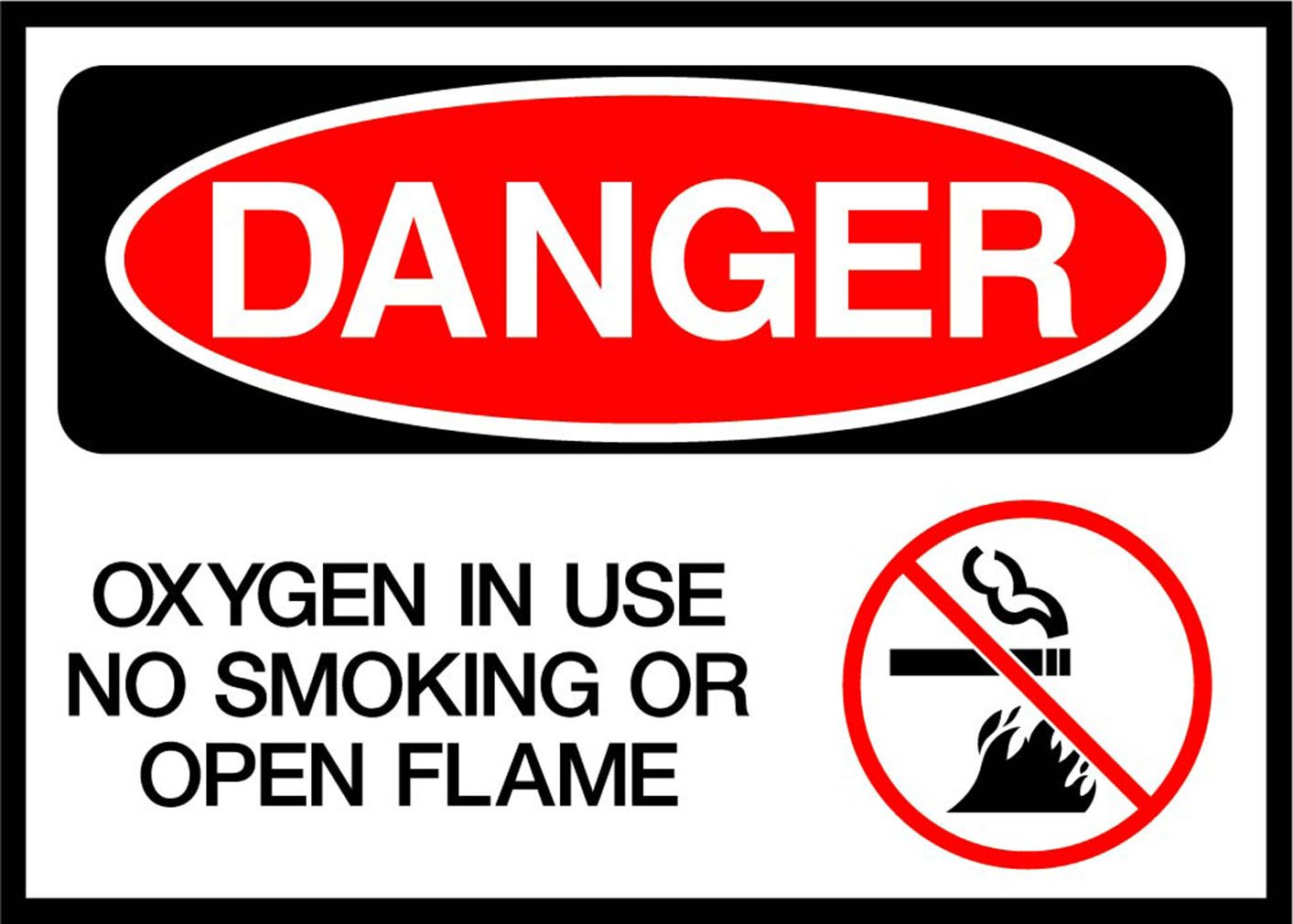 Oxygen in Use, No Smoking Or Open Flames Danger OSHA ANSI Aluminum Metal Sign 10 in x 7 in