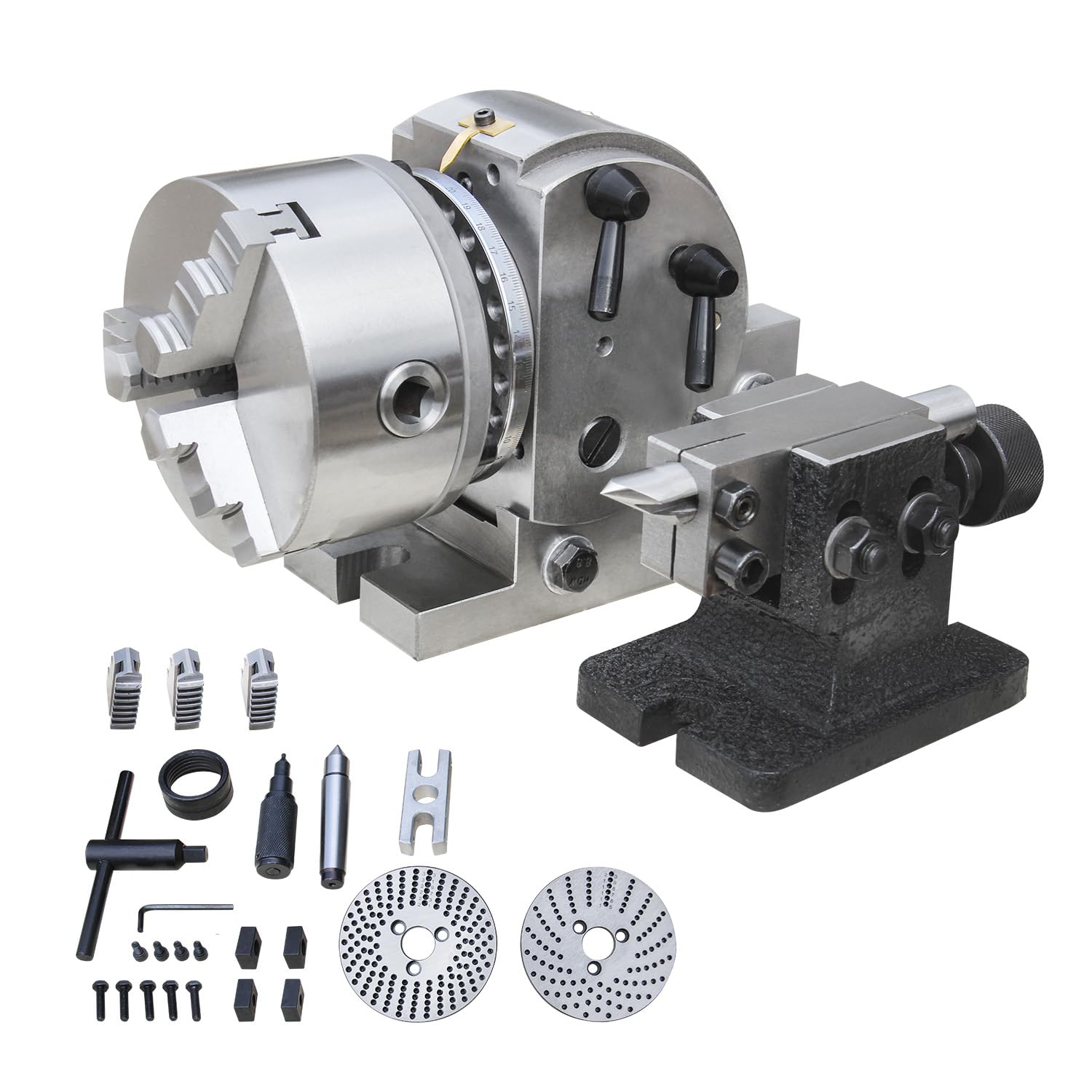 KAKA INDUSTRIAL Dividing Head Set with 6 inch 3-Jaw Chuck, MT3
