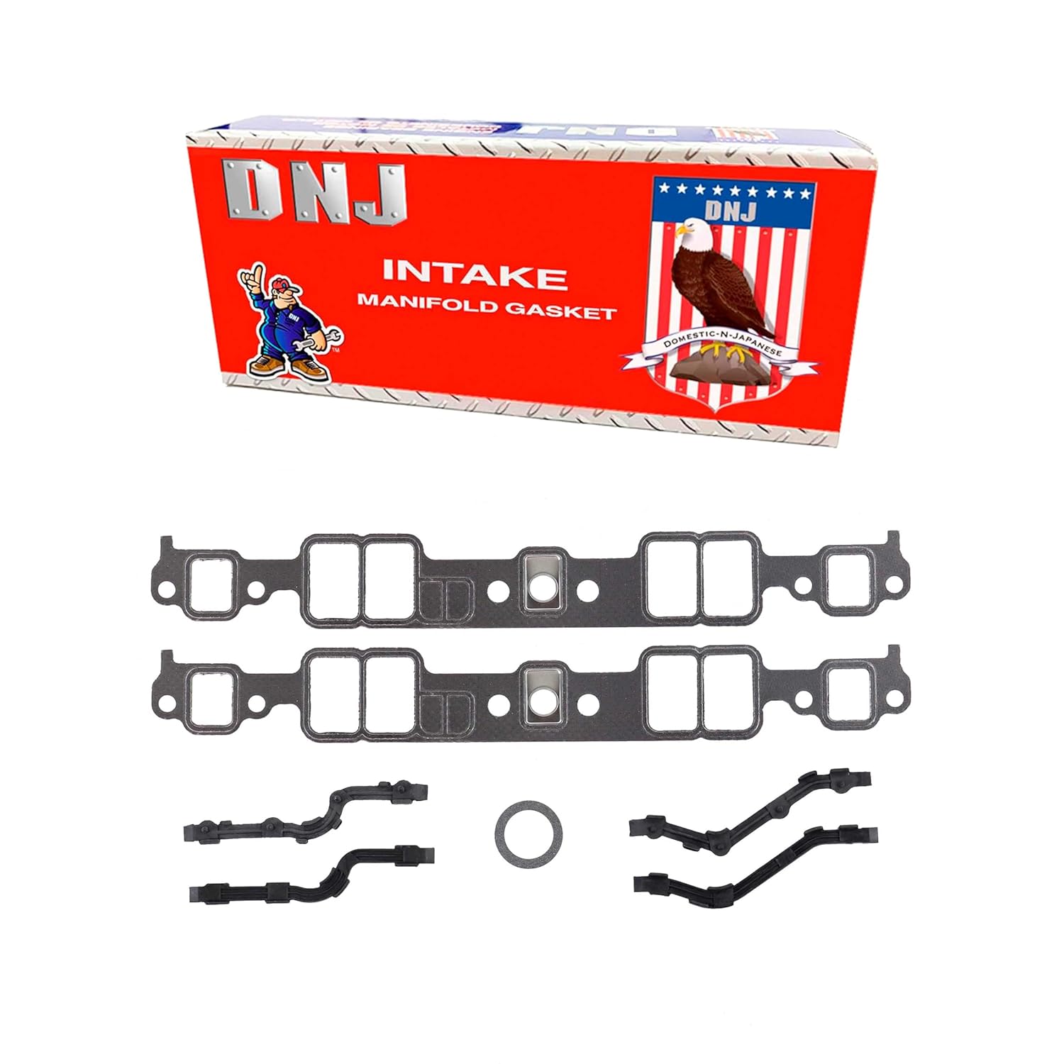 DNJ IG3101 Intake Manifold Gasket Set for 1969-1988 Avanti, Buick, Chevrolet, GMC, Oldsmobile, Pontiac Bel Air, Biscayne, Blazer 4.9L-5.7L V8 16V OHV 305cid