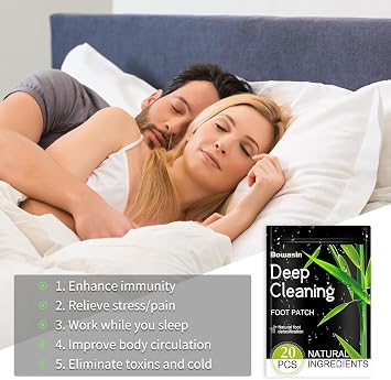 Detox Foot Patches 20 Pcs Detox Foot Pads,Foot Detox Pads to Remove Toxins Deep Cleansing,100% Natural,for Stress Relief,Sleep Aid, Enhance Blood Circulation