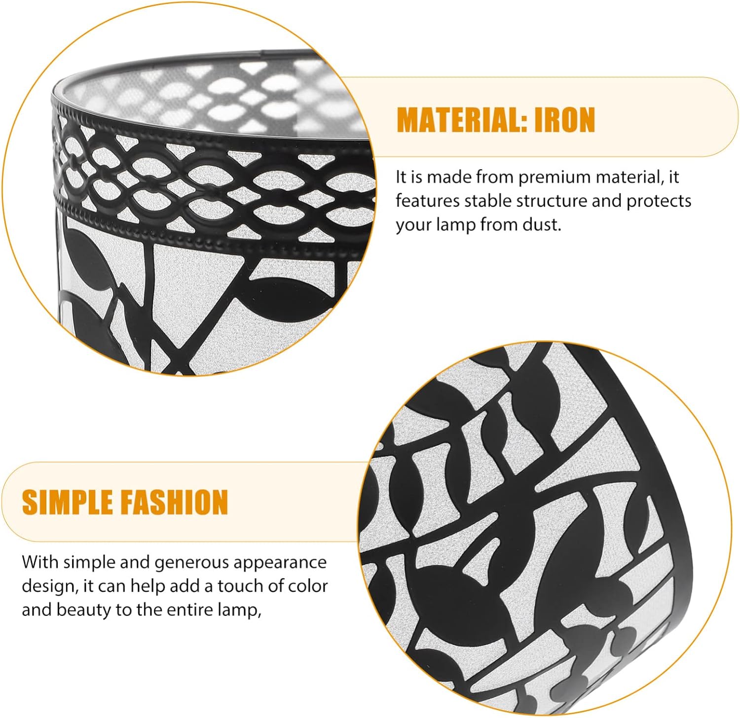 Lurrose Black Lamp Shade 1pcs Metal Lampshade Leaf Pattern Lamp Shade Iron Art Lampshade Hollow Lamp Cover for Home Table Wall Lamp, Black Black Chandelier