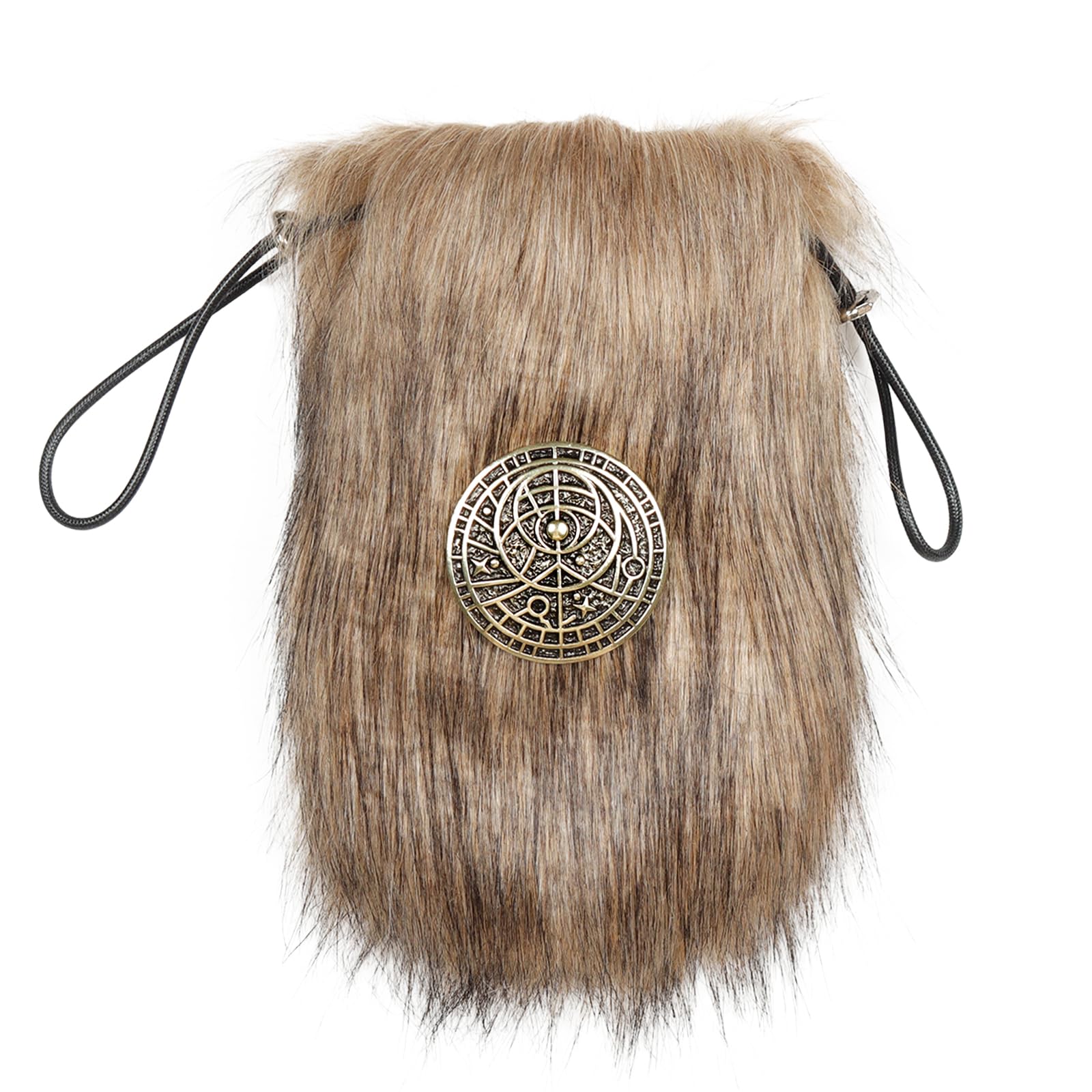 Joukavor Viking Fur Pouch Renaissance Medieval Waist Bag Cosplay Accessory (Brown)