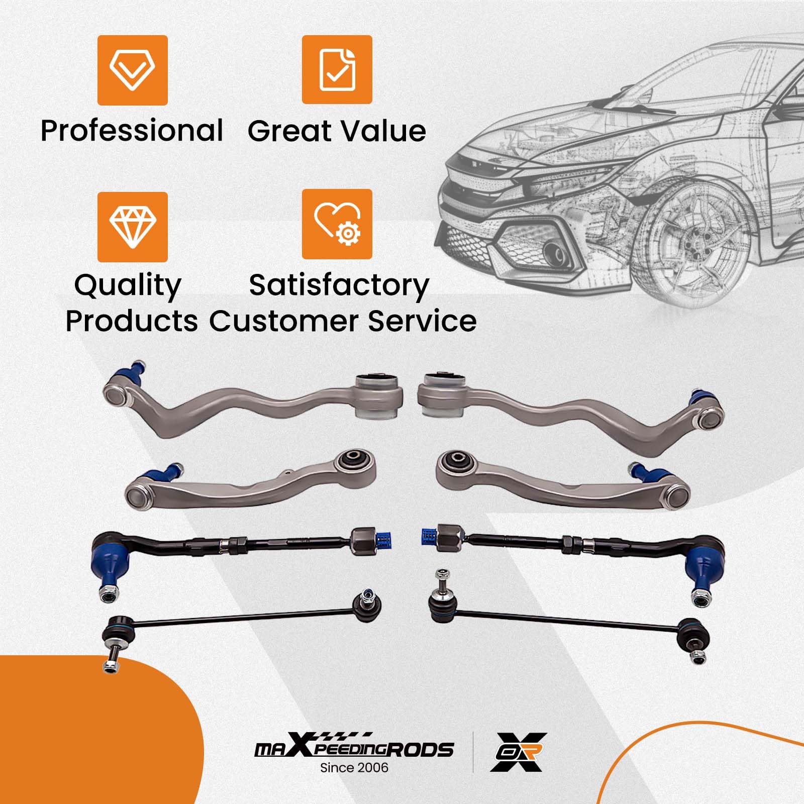 maXpeedingrods Zestaw wahaczy do BMW serii 5 E60/E61 2003-2010, tylko 2WD | Nie nadaje się do AWD lub 4x4, OE 31104026719, 31126774825, 31126765995, 31104026720, 31126774826, 31126765996