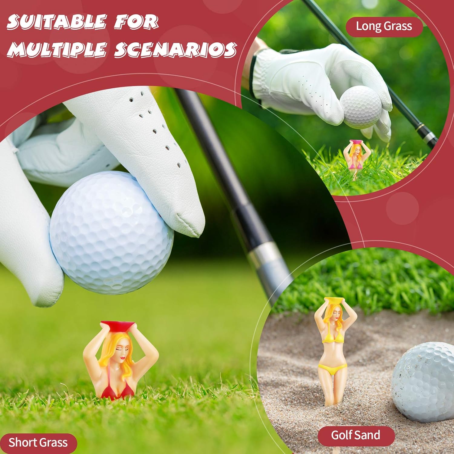 review 24 Pieces Bikini Golf Tees Colorful Pin-Up Lady Girl Golf Tee Funny Plastic Golf Tees Bikini Women Golf Tees Golf Accessories for Home Golf Training, 3 Inch (24 Pieces)