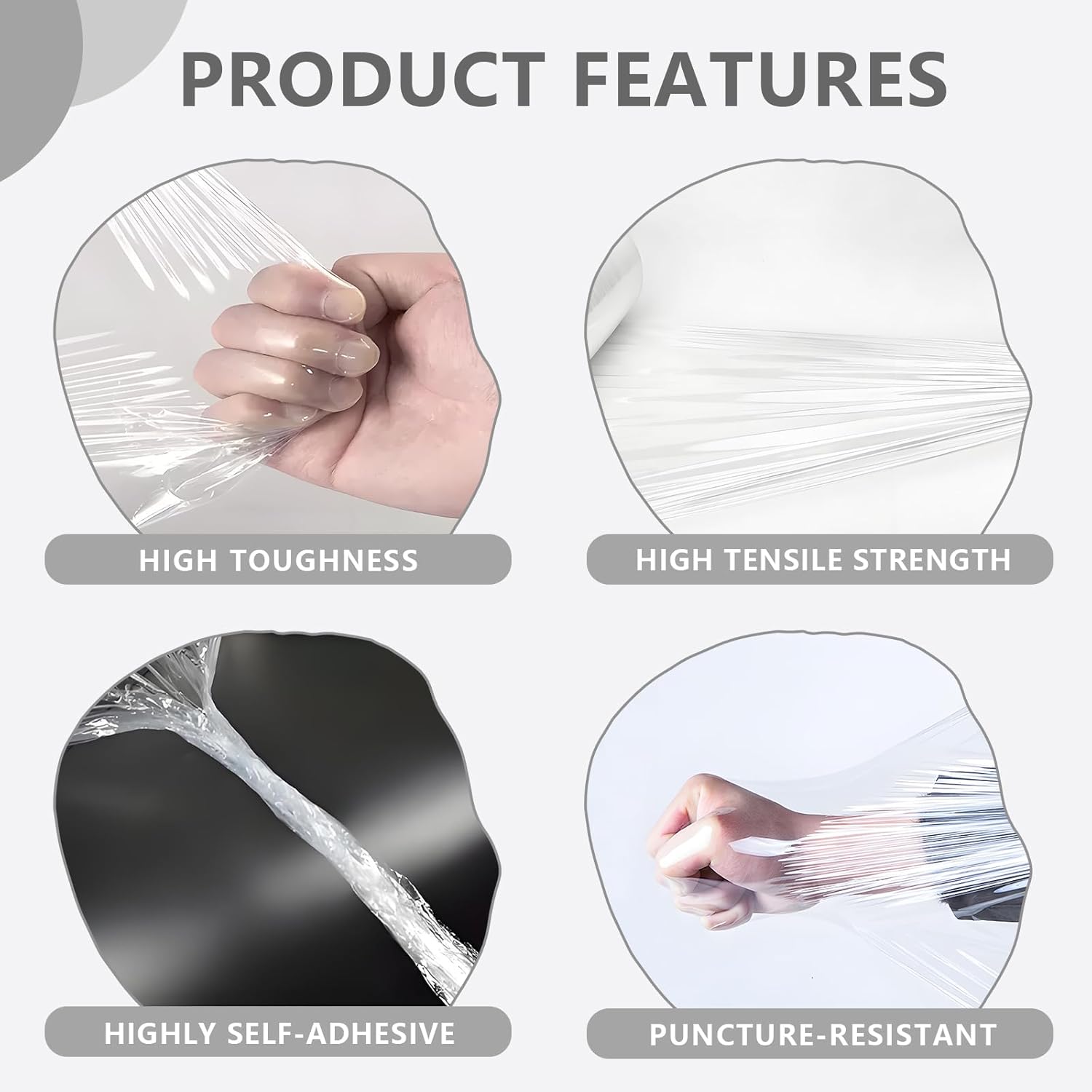 2 Rolls Heavy Duty Stretch Wrap - 18" x 2000 FT, 80 Gauge Clear Shrink Wrap Roll, Commercial Grade Plastic Wrap for Moving & Packing, Stretch Shrink Film for Storage, Pallet Wrapping & Shipping