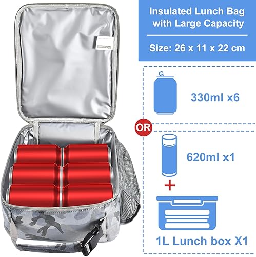 Miniatura 3 de IWTTWY Lonchera aislada, lonchera portátil a prueba de fugas para mujeres, hombres, niños y niñas, bolsa enfriadora de gran capacidad para oficina,