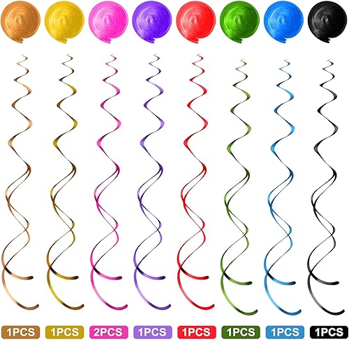 Miniatura 5 de 30 piezas de remolinos colgantes para decoración de fiesta de cumpleaños, tema de los años 90, hip hop, retro, rock, hippie, decoración de techo