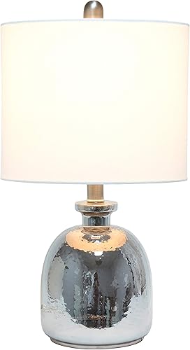 Miniatura 2 de Elegant Designs LT3316-WHT Lámpara de mesa de cristal plateado con pantalla blanca (paquete de 1)