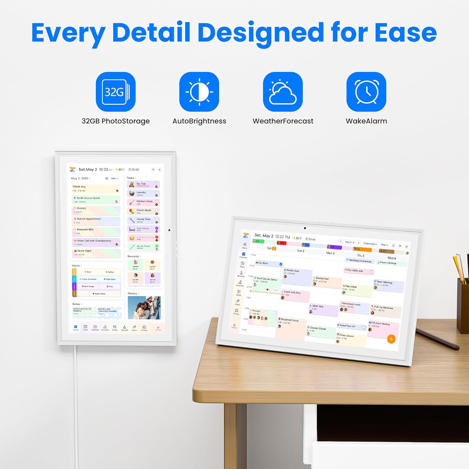 15.6" Smart Digital Calendar, Touchscreen Family Planner & Chore Chart, 32GB Electronic Calendar + Smart Family Planner, Wall and Desk Mountable, Gifts for Women Men, Gifts for Mom Dad