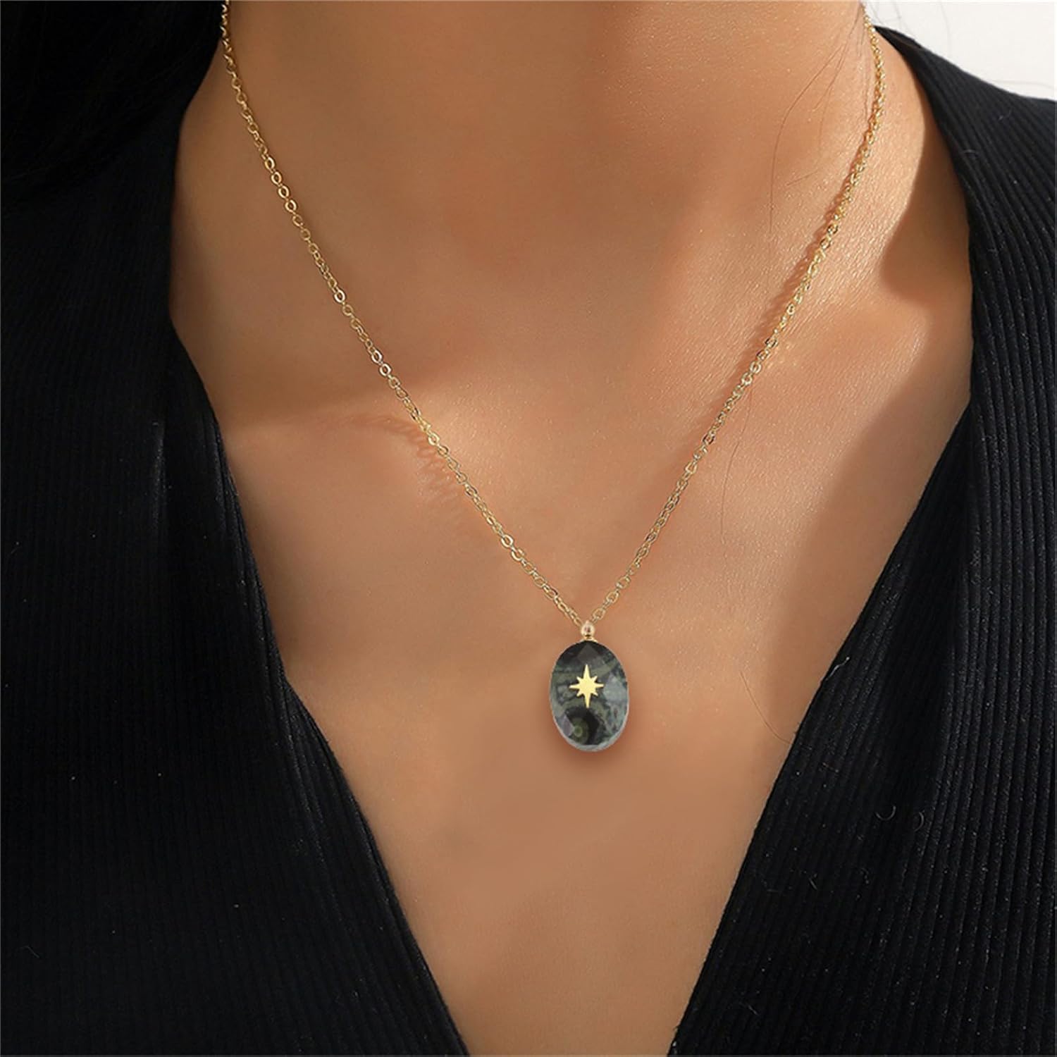 Nature Crystal Necklace for Women Handmade Healing Stone Reiki Natural Raw Crystal Necklace Dainty Gold Star Gemstone Pendant Necklace Christmas Jewelry Gift - Image 3