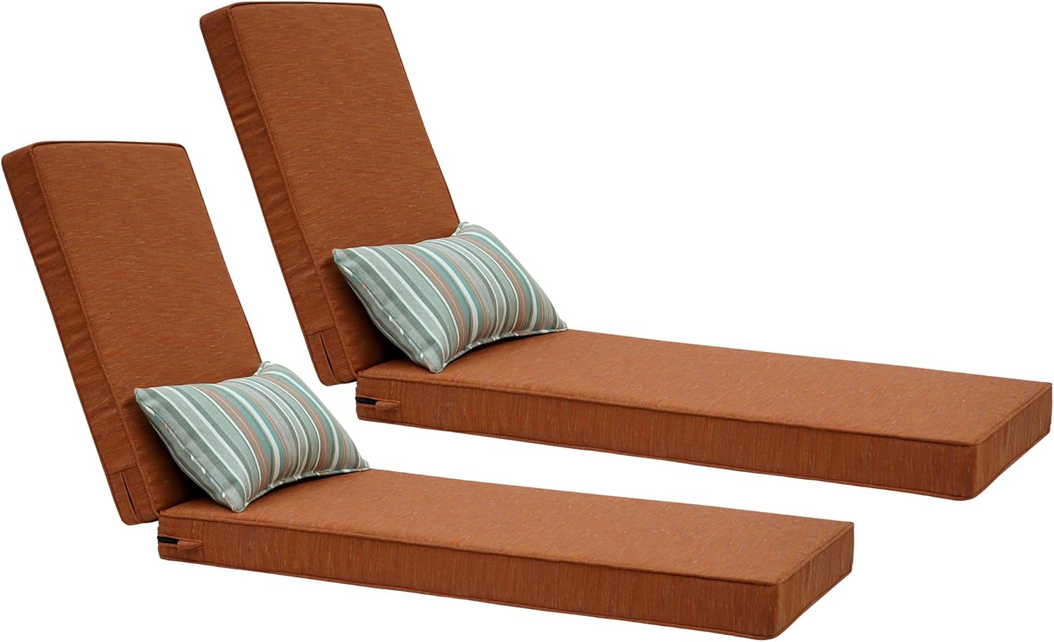 Outdoor Chaise Lounge Cushions, Olefin Lounge Cushion,Rainproof Color Fade-Resistant & Removable Cover Patio Chaise Lounge Cushion with High Resilience Straps for Lounge Chairs with Pillow