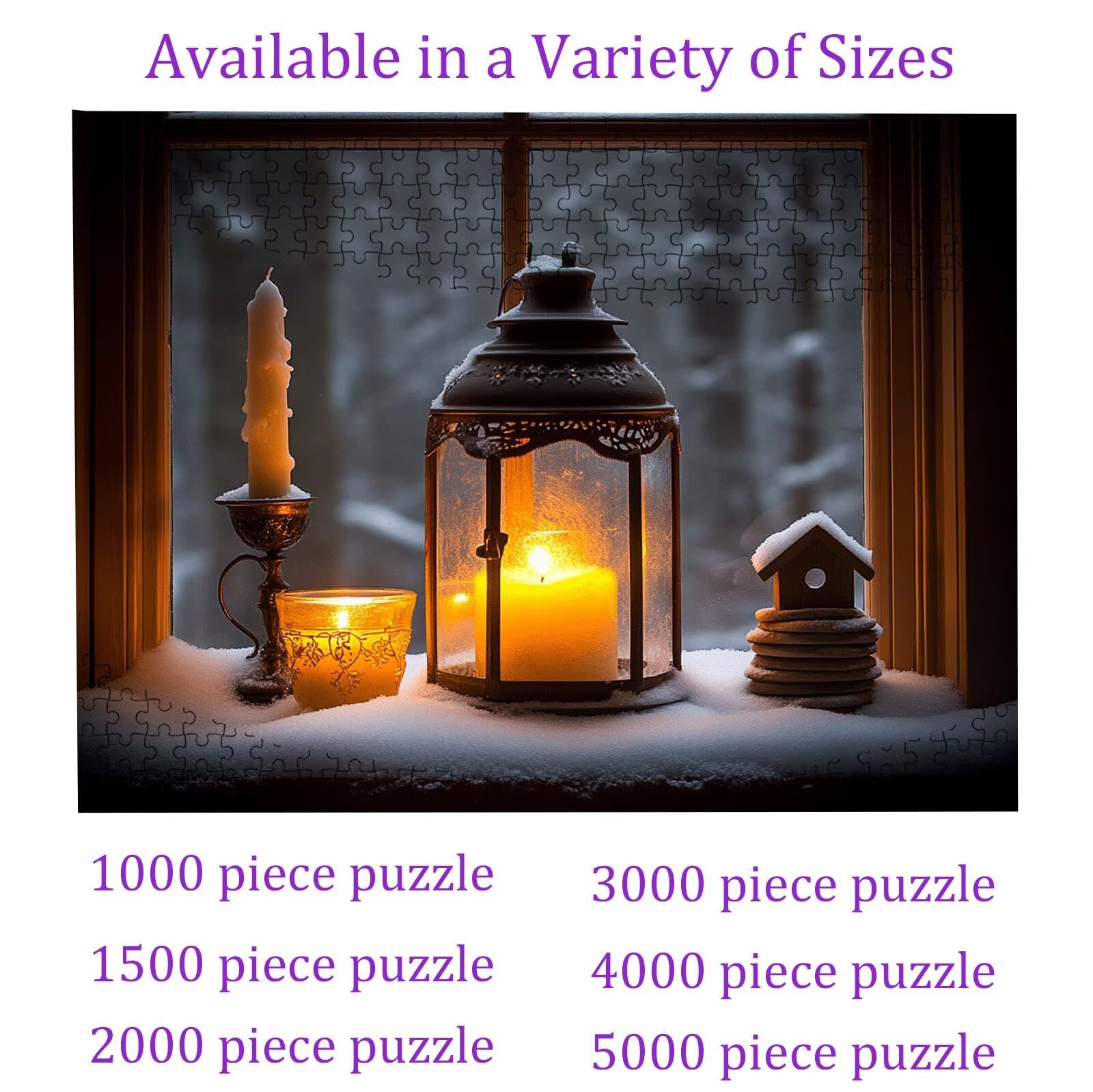 Puzzle 2000 sztuk | Okno świetlne jedna świeca Puzzle 2000 sztuk dla dorosłych | Idealnie pasują | bez kurzu | Drewniane puzzle dla całej rodziny | Puzzle XL Expert | Prezent dla kobiet W3H-726