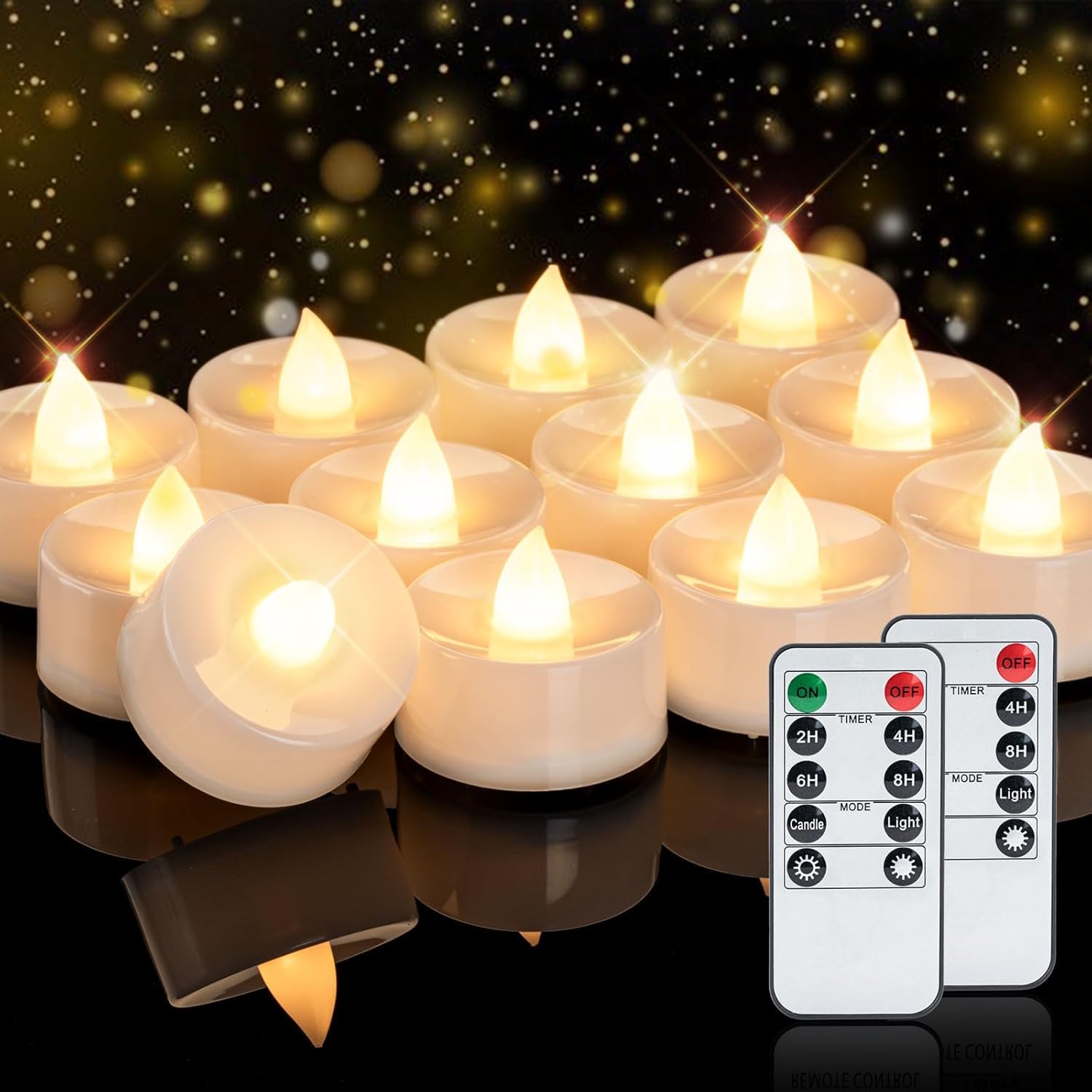 Homemory 24 lumini a batteria con telecomando, timer 2/4/6/8H, candele senza fiamma, ideali per Natale, matrimoni, feste, luci bianche calde