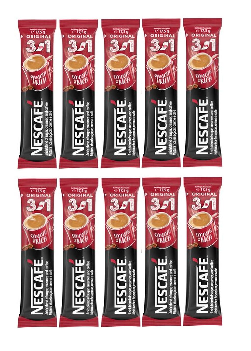 Nescafe 3 In 1 Original 10 Sachets Each Instant Coffee 17.5Gm - Powder