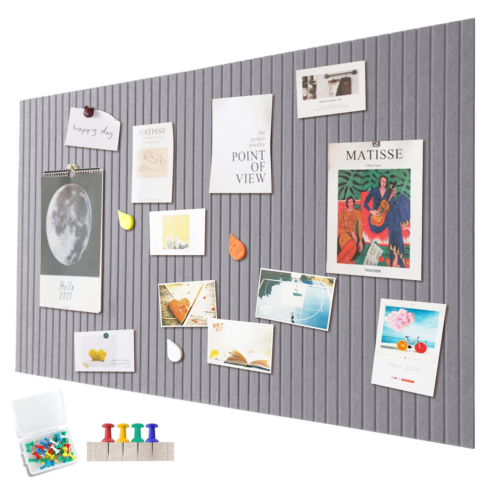 Large Felt Notice Board, Self-Adhesive, 120 x 90 cm Felt Board, Decorative Felt Notice Board, 0.9 cm Thick, Foldable Photo Board, Memo Boards, Bulletin Board, Wall Decoration for Office, Kitchen