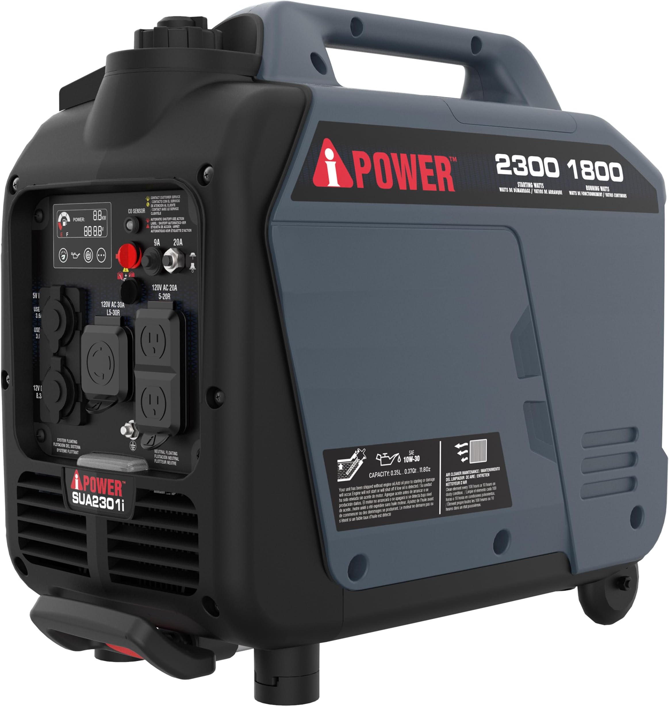 A-iPower Portable Inverter Generator, RV Ready 2300W, EPA and CARB Compliant CO Sensor, Ultralight Portable for Home, Tailgating and Camping Use (SUA2301i)