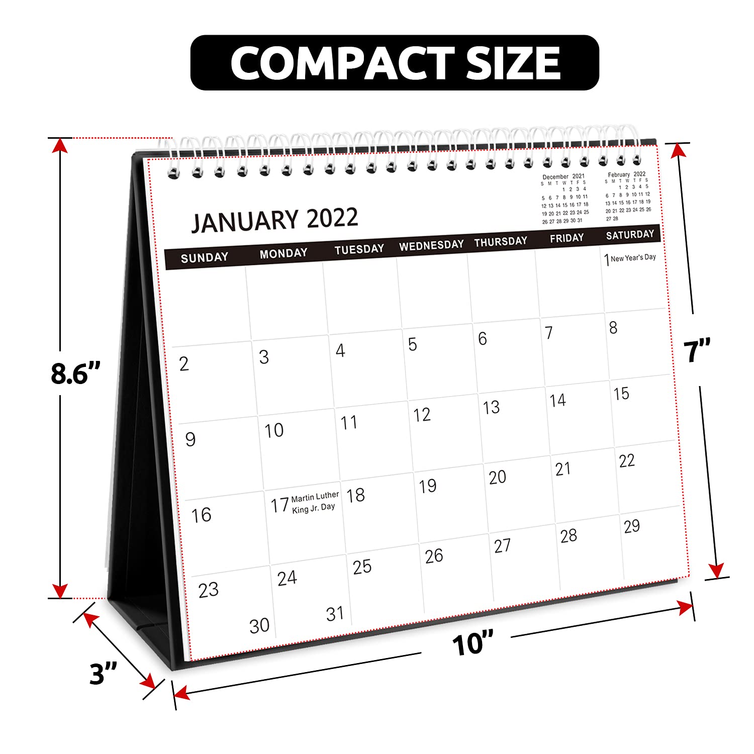 SKYDUE Desk Calendar 2022, Calendar 2022 Small 10" x 8.6", from Now to