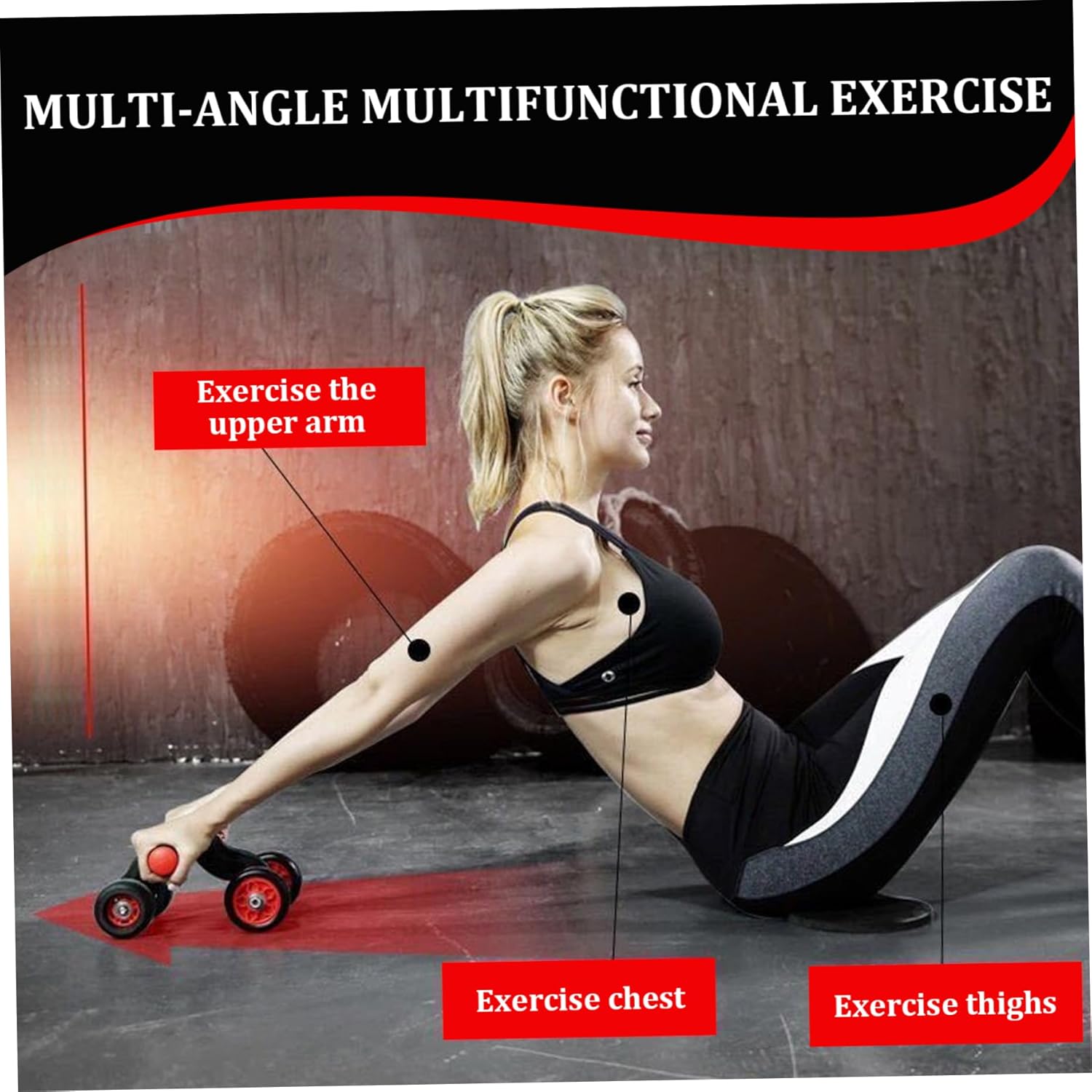 4 Wheel Ab Roller with Automatic Rebound, Stable Abdominal Wheel Trainer with Knee Mat, Heavy Duty Core Workout Equipment, Non-Slip & Low Noise Ab Roller for Home Gym