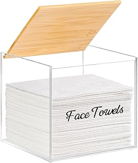 Toallero facial desechable de acrílico, toallas limpias, caja XL destinada a limpiar la piel, toallas faciales XL, dispensador de toallas faciales para baño
