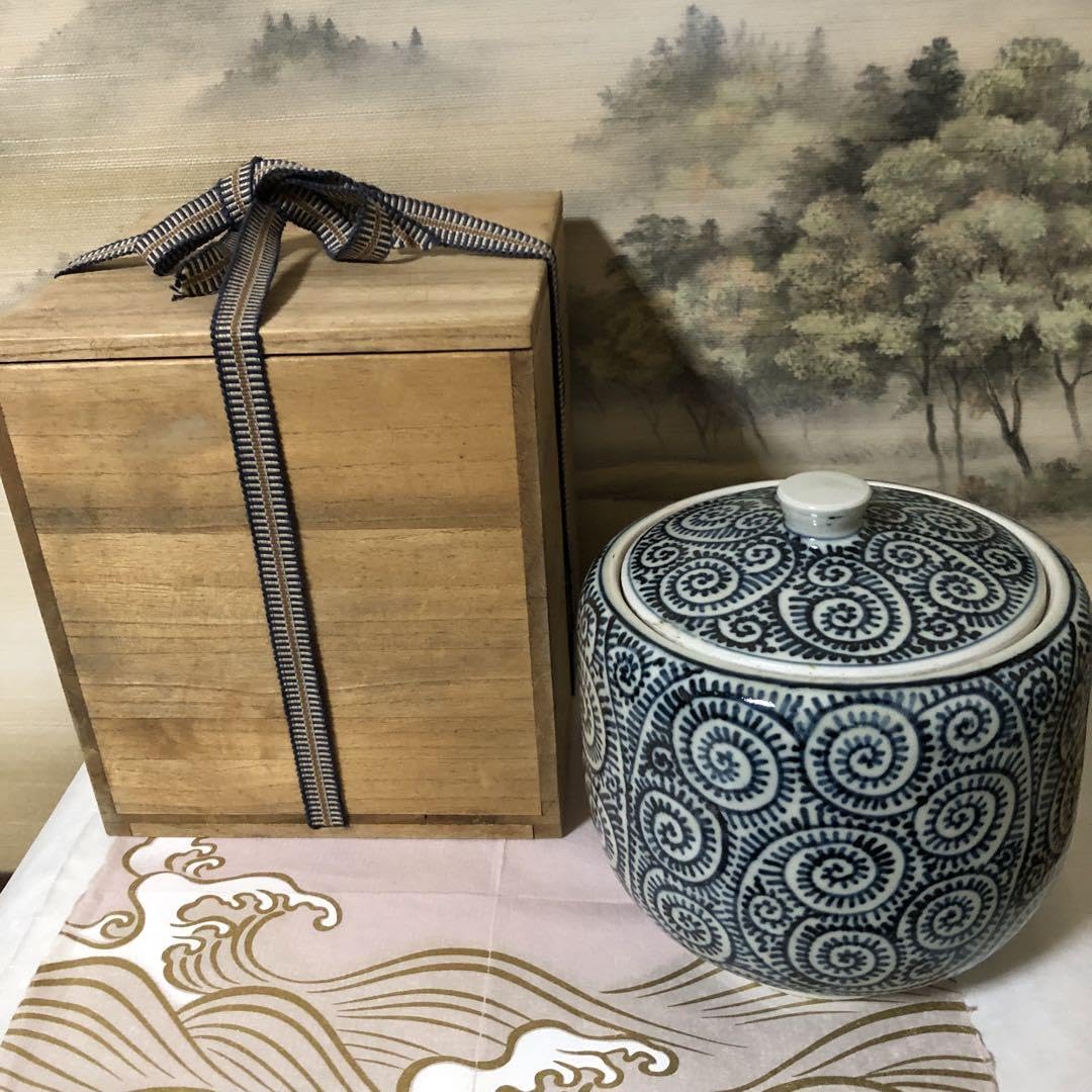 茶道具] 古伊万里総蛸唐草水指合わせ箱
