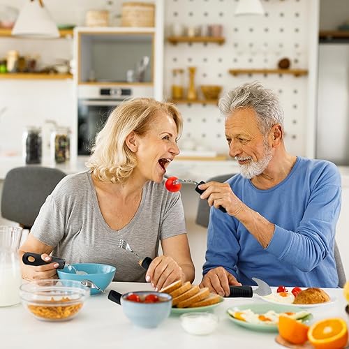 Miniatura 7 de Daily Treasures 5 utensilios adaptativos, cuchillo vertical para carne y tenedorescucharas flexibles de 180 para manos discapacitadas, cubiertos