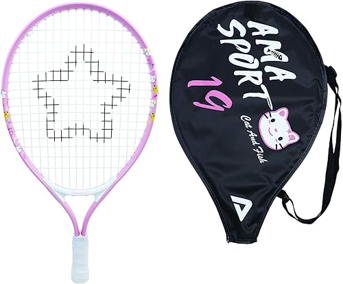 Miniatura 9 de AMA SPORT Raqueta de tenis para niños pequeños, kit de iniciación de raqueta de tenis de 17 a 25 pulgadas para niñas y niños con bolsa de nailon