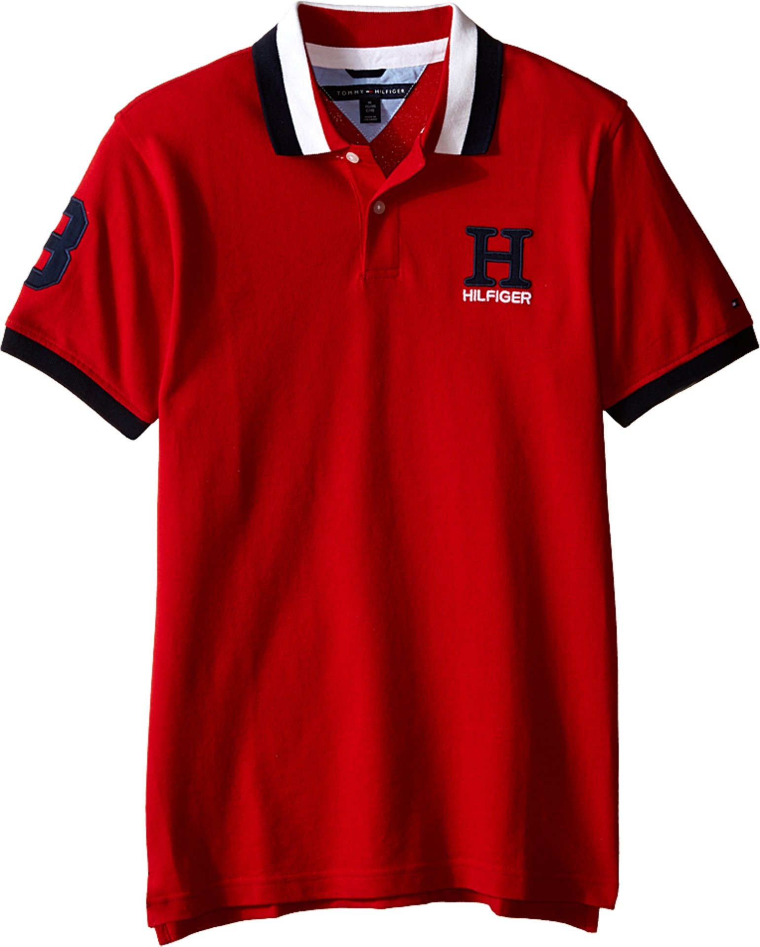 Tommy HilfigerBoys Short Sleeve Premium Pique Polo Shirt, Button Closure, Soft & Comfortable
