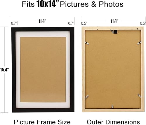 Miniatura 3 de Marco de fotos para diplomas para colgar en la pared, marco de madera para sala de estar, marco de fotos con paspartú (10 x 14, 2 piezas, negro)