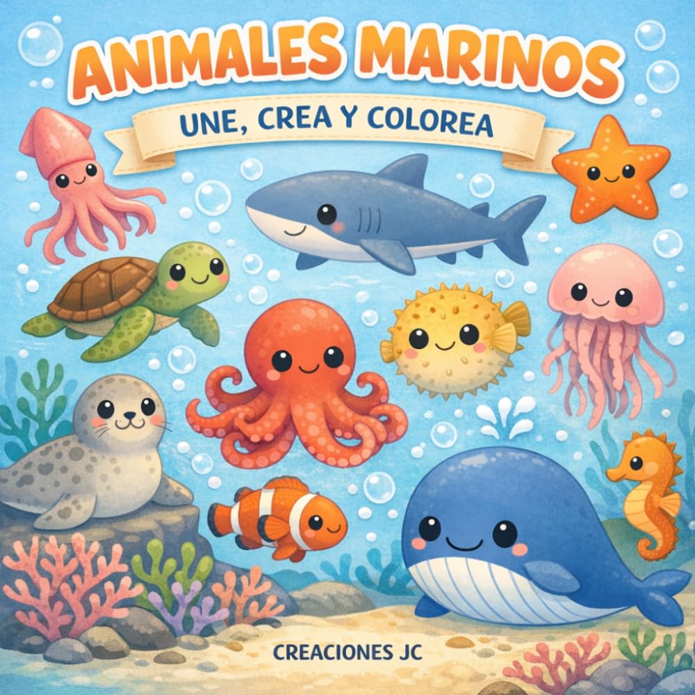 ANIMALES MARINOS: UNE, CREA Y COLOREA