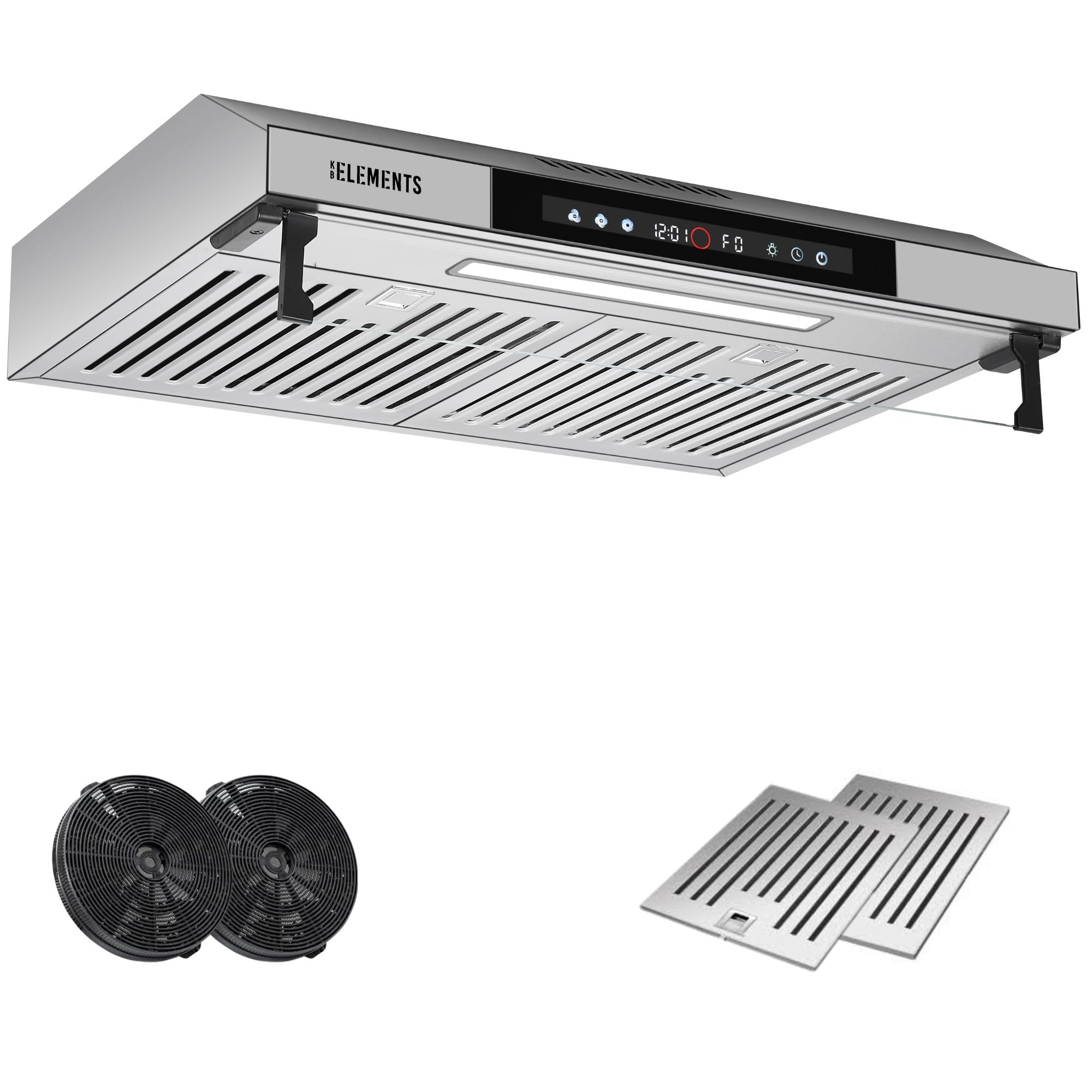 Dunstabzugshaube 60cm Unterbau Umluft Abluft 650m³/h Doppelter Motor Touch-Gestensteuerung Edelstahl