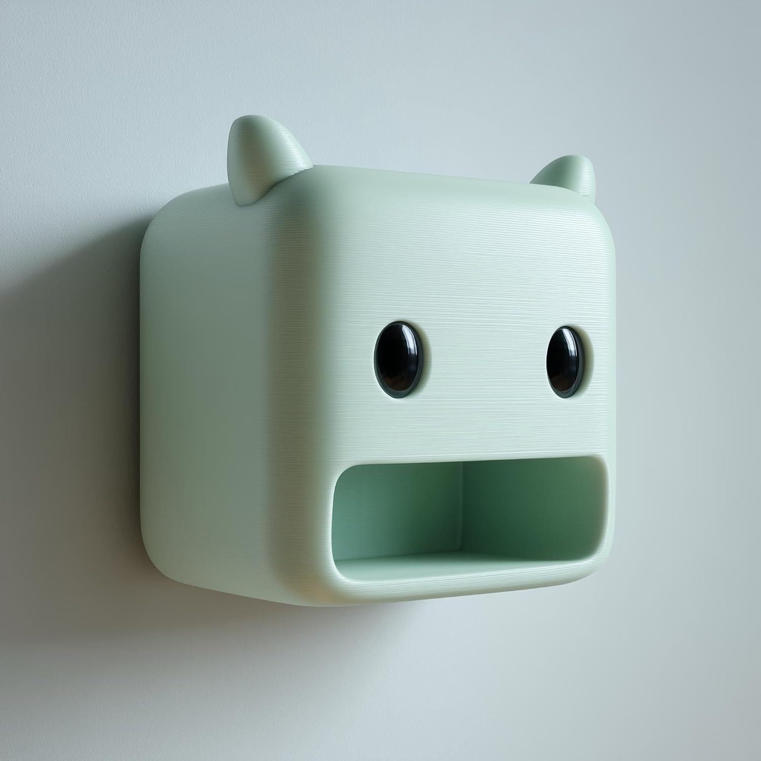 3D Printed Monster Wall Storage Cubby | Cute Kawaii Face Shelf for Keys, Mail and Entryway Essentials | Minimal Modern Home Decor Organizer | Shelf Size: 7 inches (18 cm)