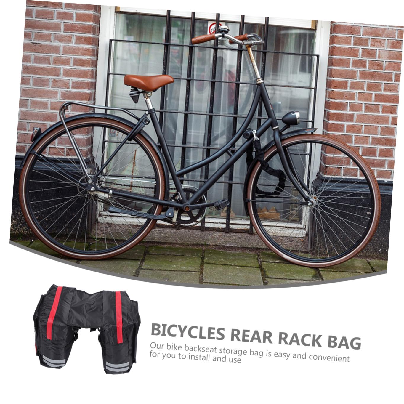 BESPORTBLE Borsa Posteriore per Portapacchi Bici Rossa, Pvc, Capiente | Installazione Semplice, Tasche a Rete per Oggetti Piccoli, Compatibile Fanale Posteriore
