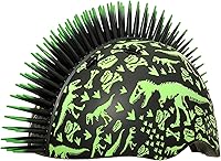 Raskullz Mohawk Kids Bike Helmet - Bone Block Black Gamer Skull Graphics, Flexible Lime Green Mohawk, Ages 5-8 CPSC Certified