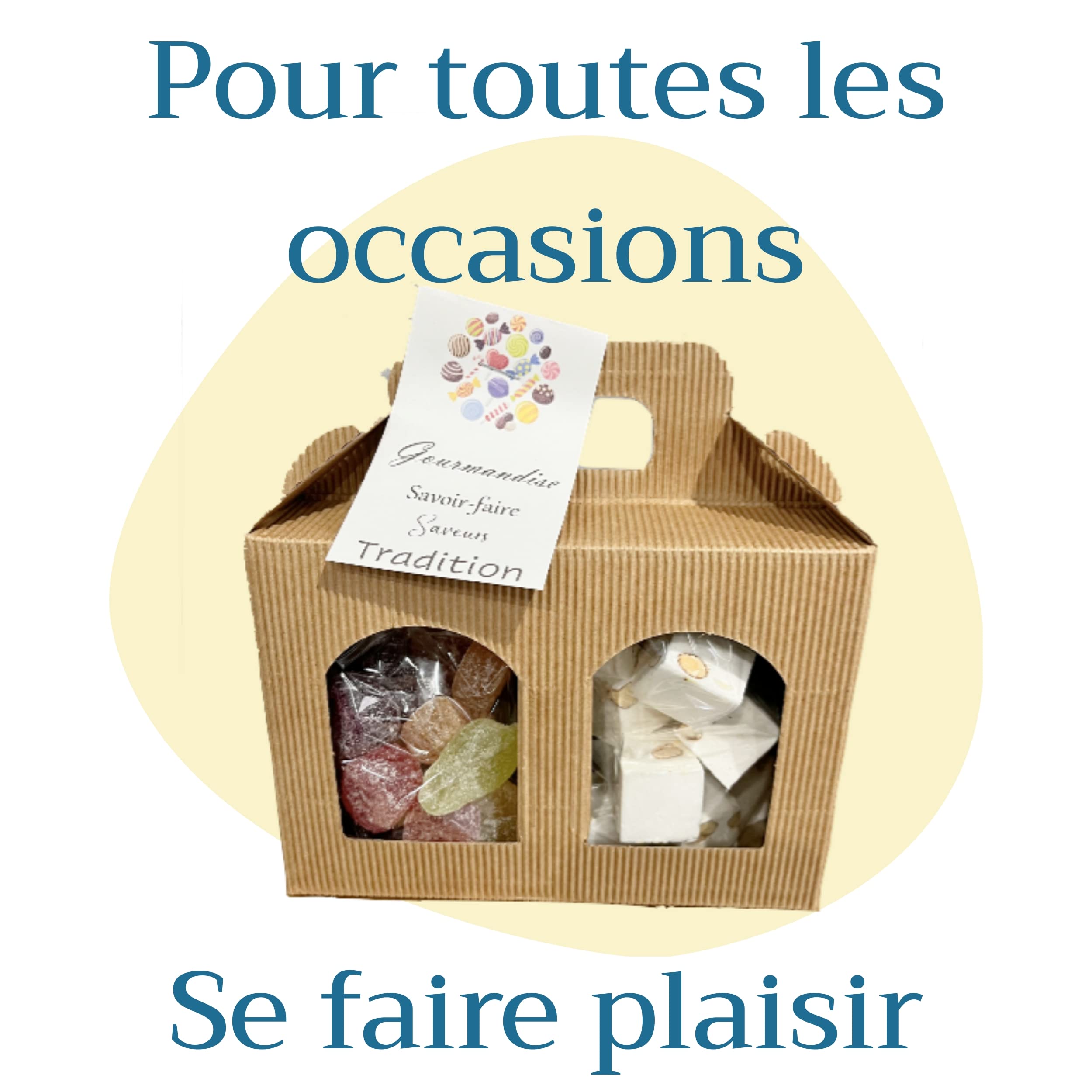 Coffret de Pâtes de fruits et Nougats tendres - Idée cadeaux plaisir et original - Box surprise à offrir - Panier de confiserie sucrée specialites artisanales parfum fruit et nougat tendre