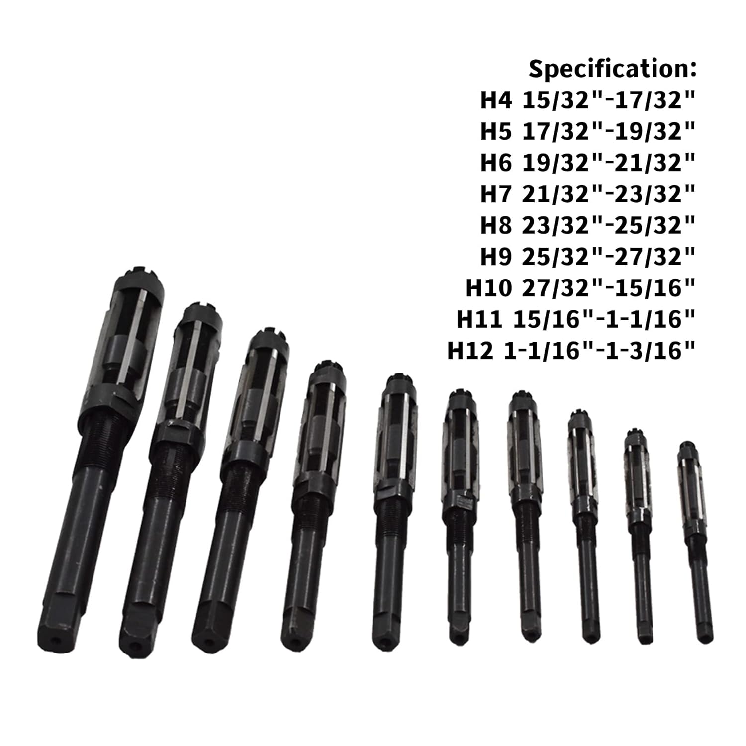High Speed Steel Adjustable Blade Reamers, 9Pcs Adjustable Hand Reamers H4-H12, 11.75mm-29.5mm, High Speed Steel Straight Flutes Milling Cutter Tool