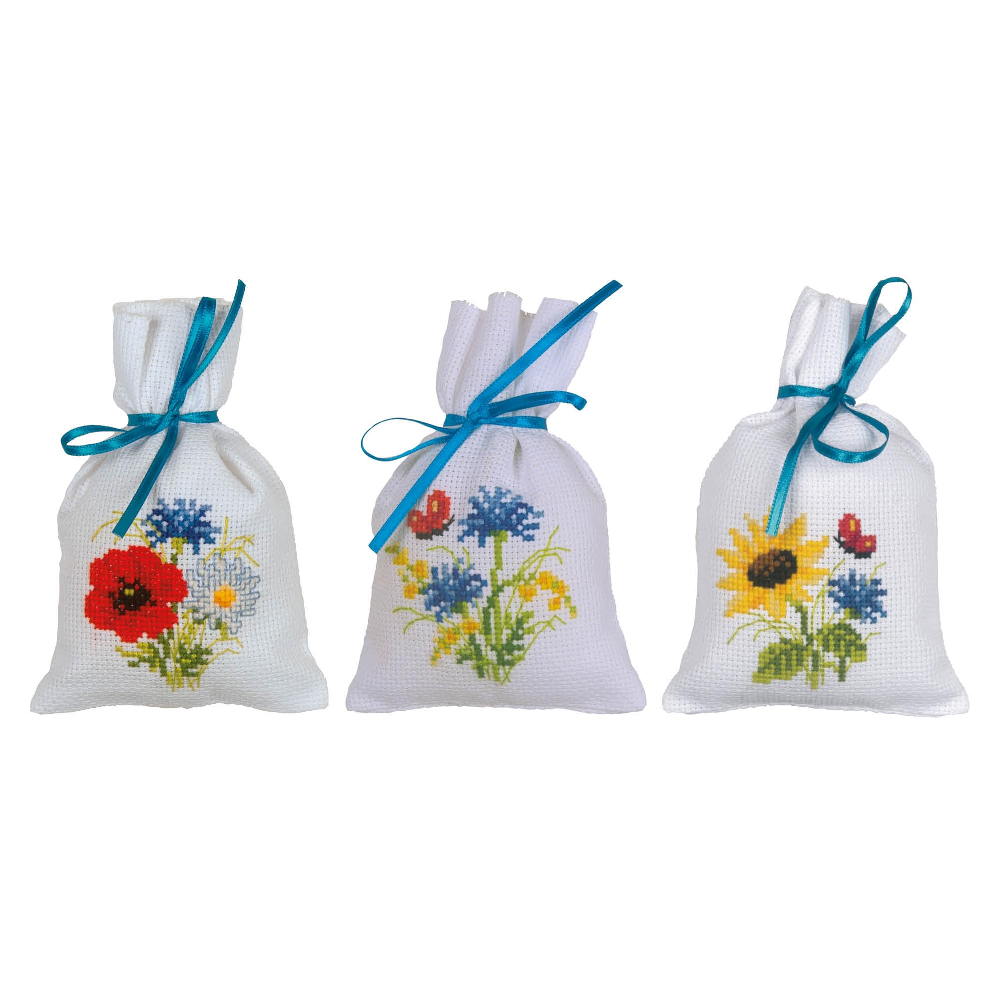 Broderie point de croix compté Vervaco Fleurs des Champs sachet aromatique kit complet