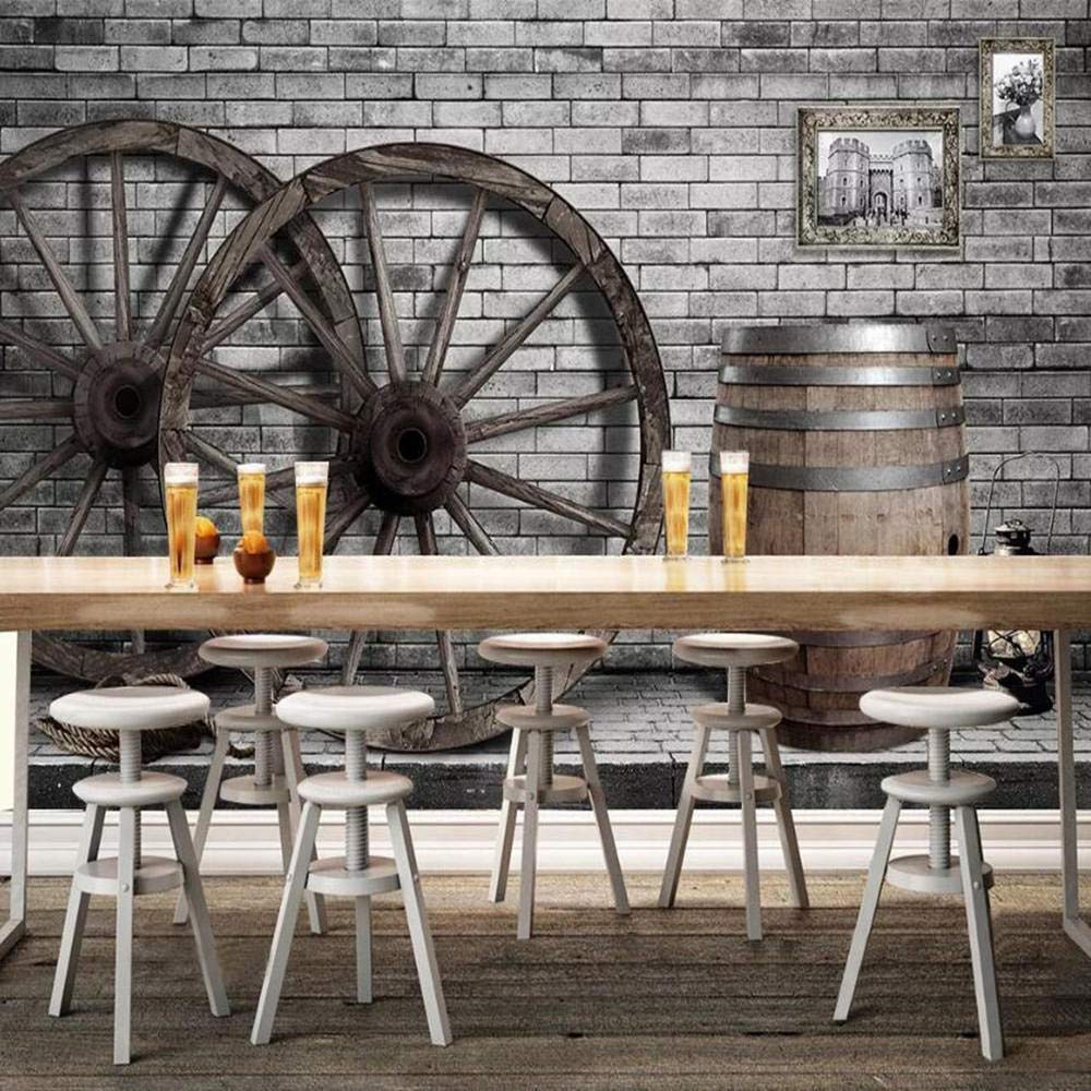 Papier peint roue rétro WLLLO décor mural intissé haut de gamme 300x210 cm